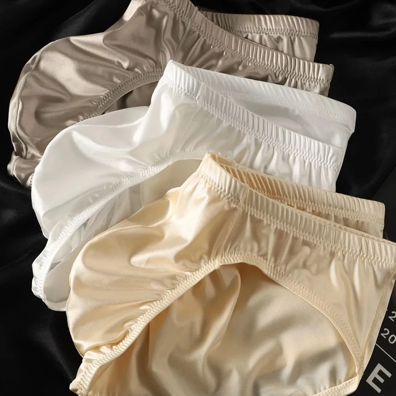 Boxer Shorts Modal - 4X メンズセクシー光沢下着 凸型ポーチブリーフ スムーズなローライズパンティー 通気性のあるクールな無地 伸縮性のある下着