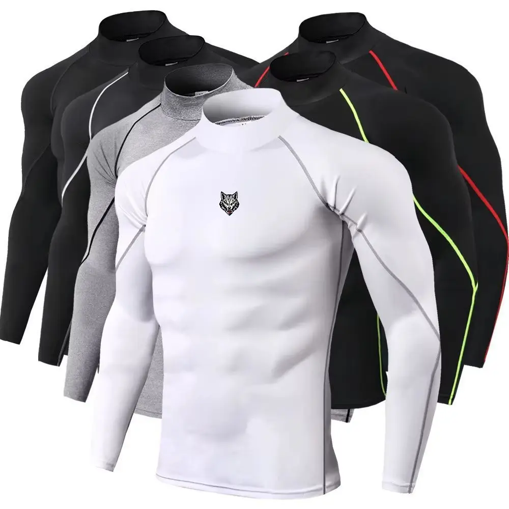 Quick Dry Underwear - メンズスポーツTシャツ、速乾性、ボディビルディング、ランニング用、長袖、コンプレッションシャツ、ジム用Tシャツ、メンズフィットネス、タイトフィット、メンズアンダーウェア。