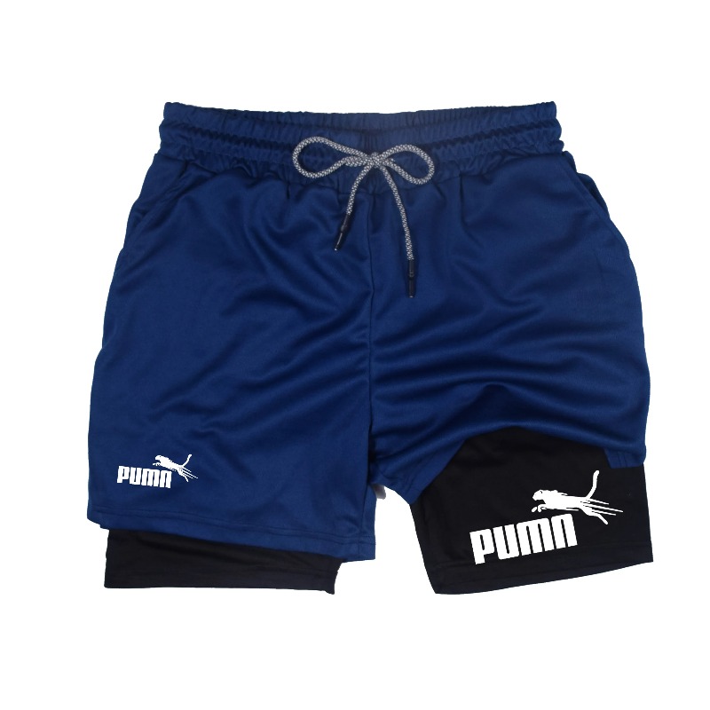 夏用通気性ツーインワン二層構造ショーツメンズ弾性コンプレッシ - Compression Shorts Athletes のレビューと価格
