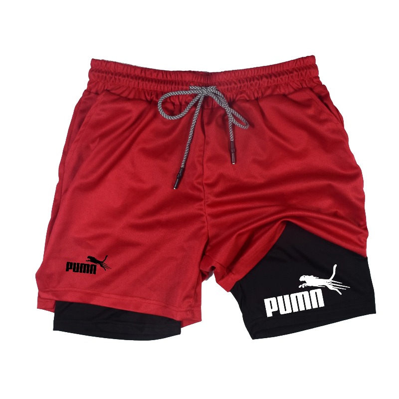 夏用通気性ツーインワン二層構造ショーツメンズ弾性コンプレッシ - Compression Shorts Athletes のレビューと価格
